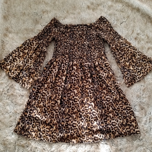 Sam Edelman Dresses & Skirts - Sam Edelman Off the Shoulder Leopard Dress Size 8